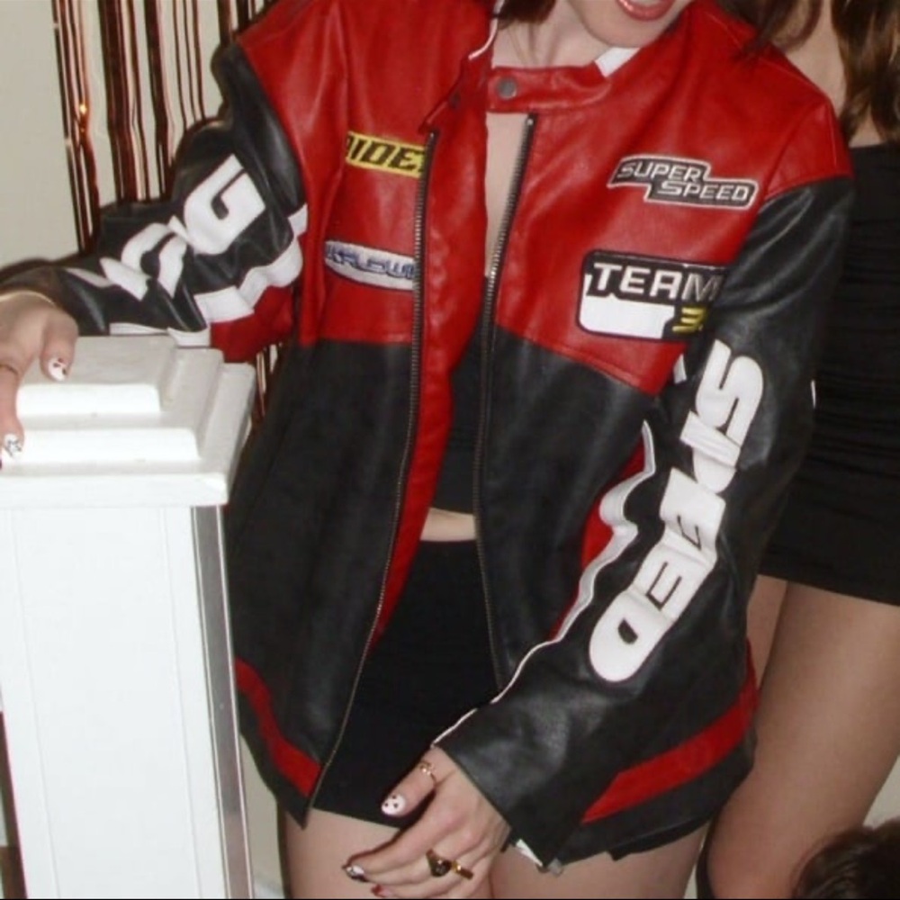 Oversized Patch Racer Moto Jacket - Picture 4 of 4